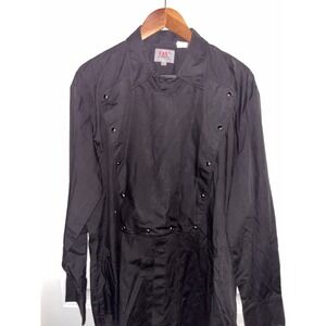 Vtg Ely Diamond Shirt Mens Size XL Black Western Bib Snap Button Cowboy Rodeo